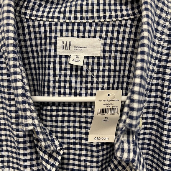 NWT Mens GAP Gingham Shirt XL Tall - Picture 2 of 3